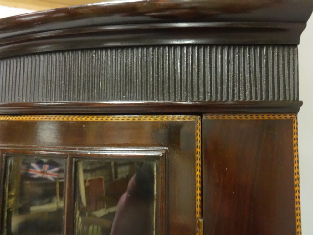 Georgian Inlaid Bowed Mahogany Corner Cabinet View VII