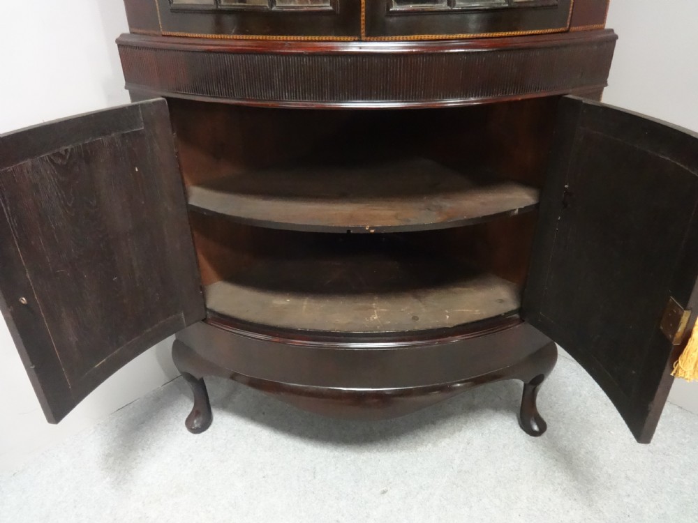Georgian Inlaid Bowed Mahogany Corner Cabinet View VIII
