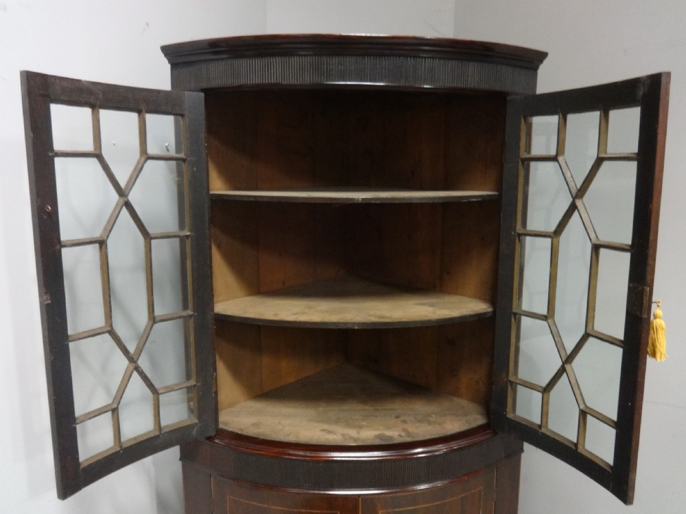Georgian Inlaid Bowed Mahogany Corner Cabinet View IX