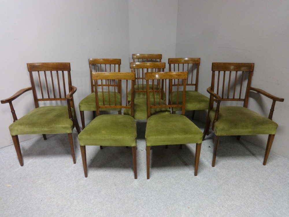 Good Set 8 Georgian Inlaid Dining Chairs