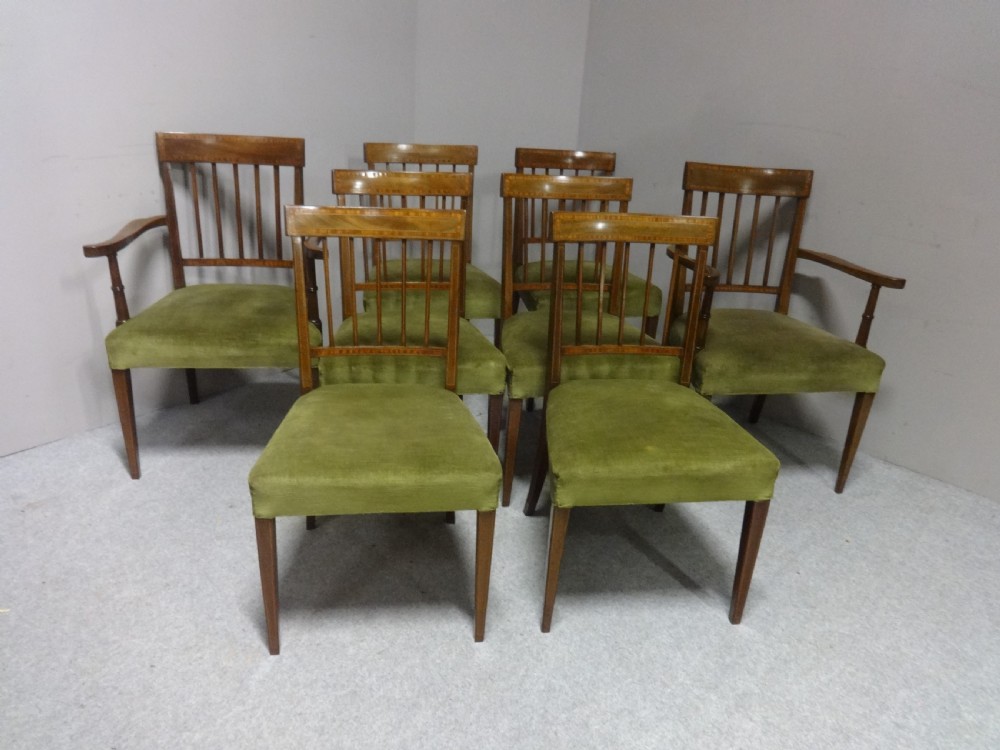 Good Set 8 Georgian Inlaid Dining Chairs View III