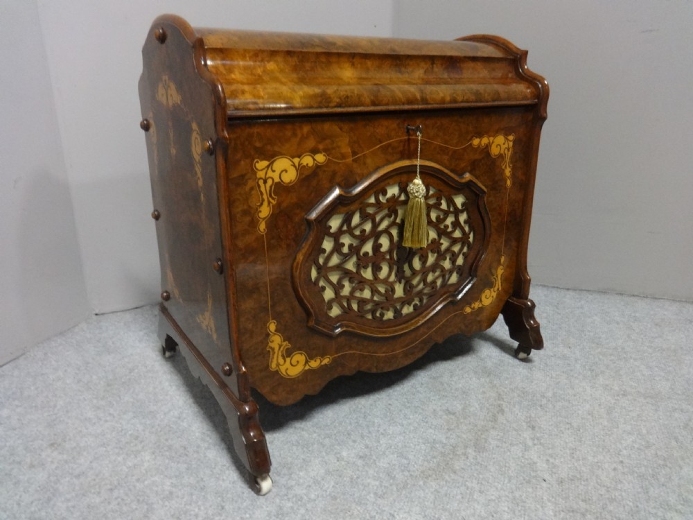 Superb Victorian Burr Walnut  Inlaid Canterbury View II
