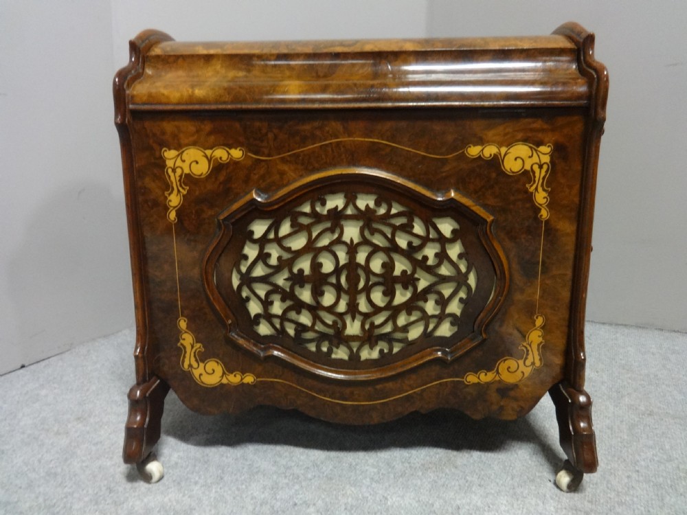 Superb Victorian Burr Walnut  Inlaid Canterbury View IV