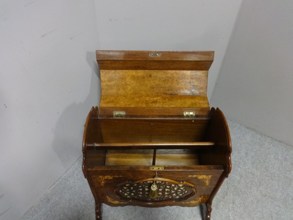 Superb Victorian Burr Walnut  Inlaid Canterbury View VII