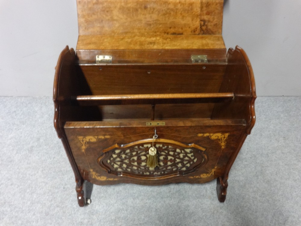 Superb Victorian Burr Walnut  Inlaid Canterbury View IX