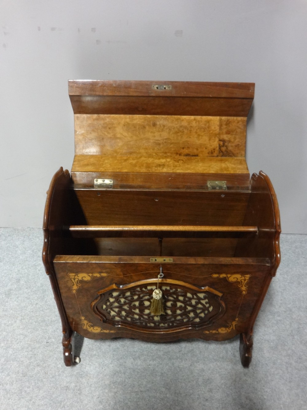 Superb Victorian Burr Walnut  Inlaid Canterbury View X
