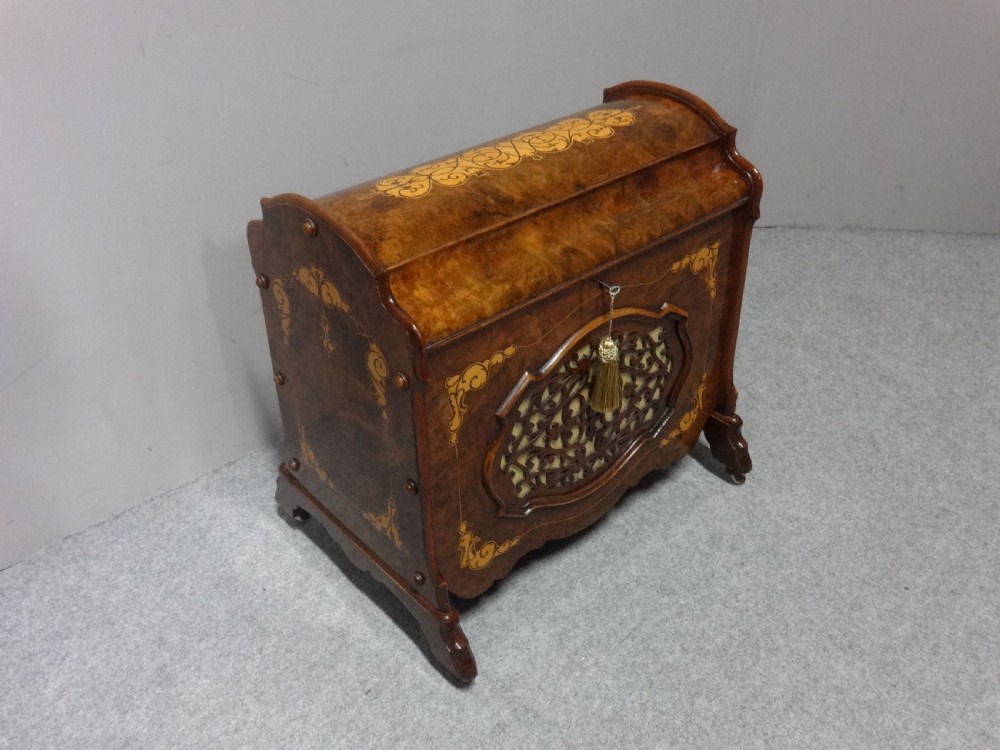 Superb Victorian Burr Walnut  Inlaid Canterbury View XII