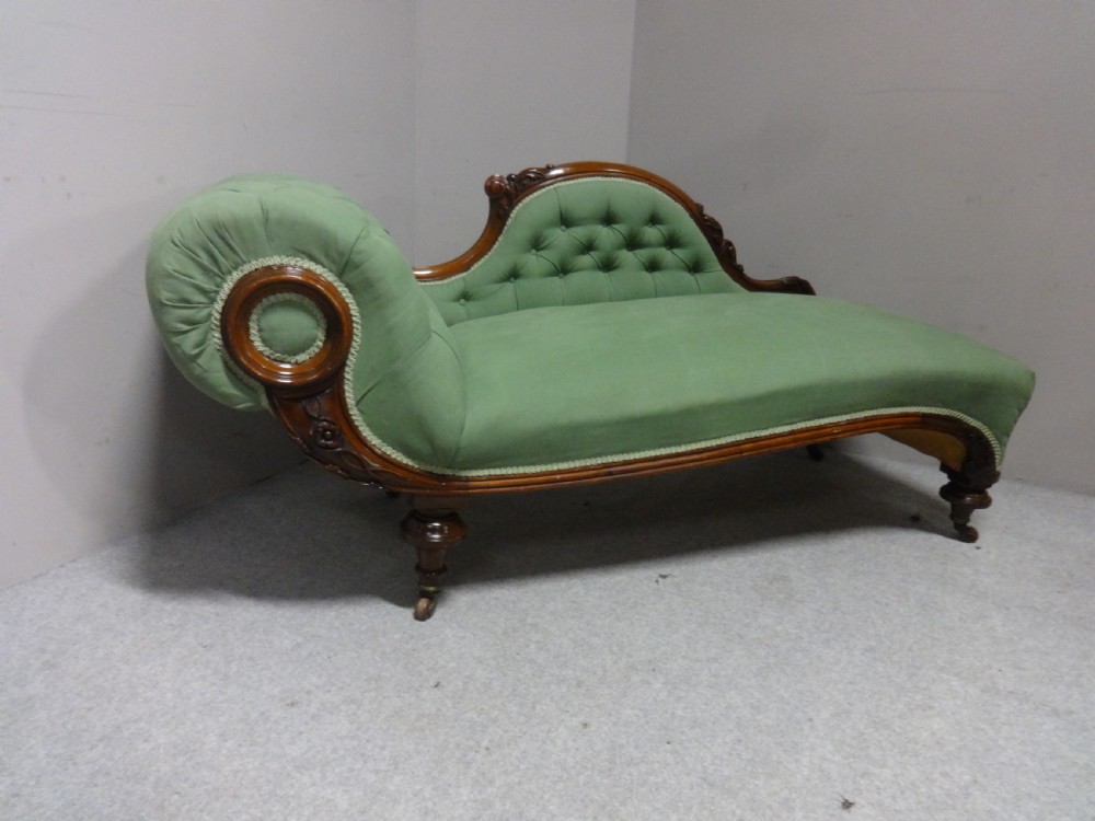 Wonderful Victorian Mahogany Chaise Lounge View IV