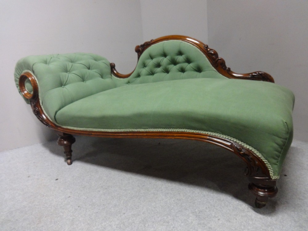 Wonderful Victorian Mahogany Chaise Lounge View IX