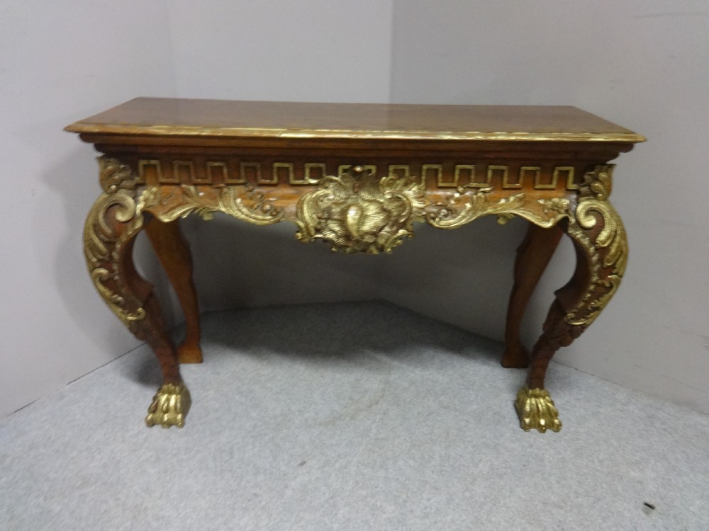 Lovely Oak and Parcel Gilt Console Table
