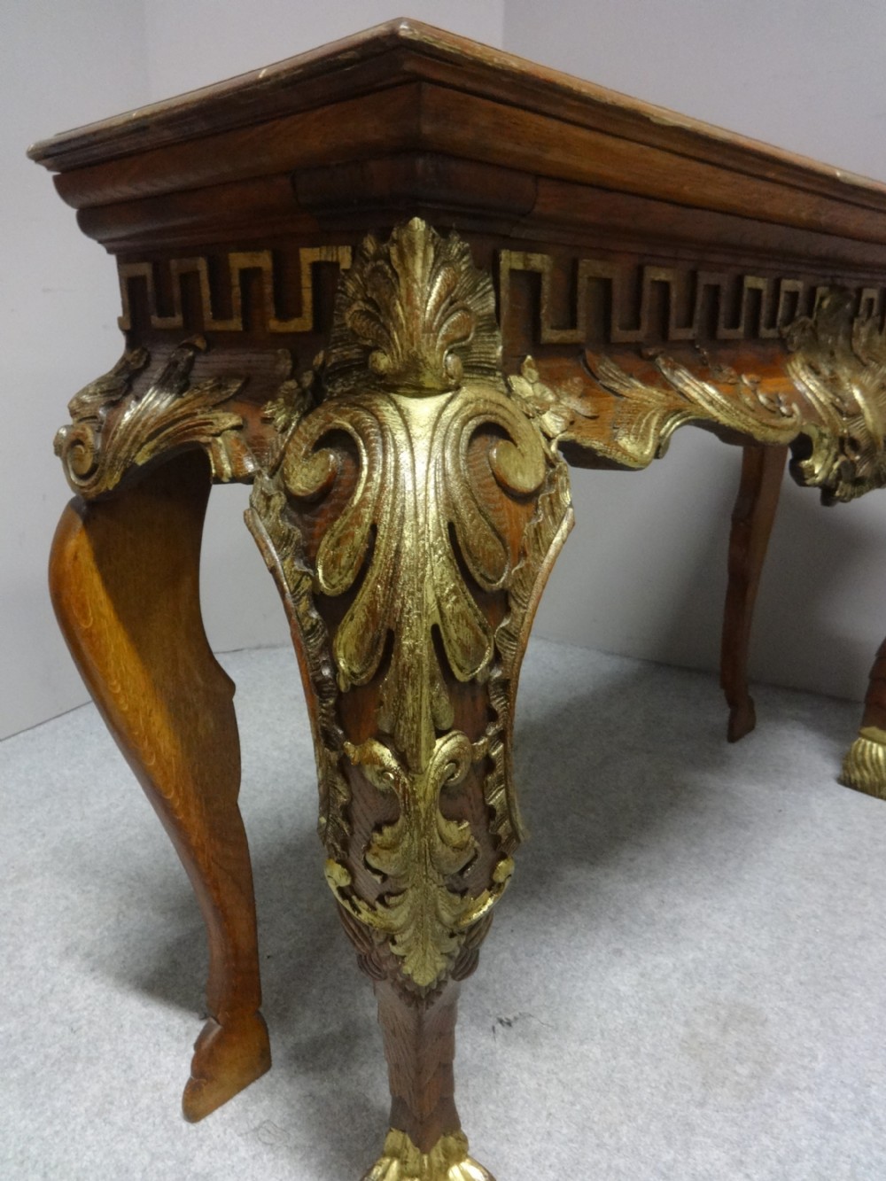 Lovely Oak and Parcel Gilt Console Table View V
