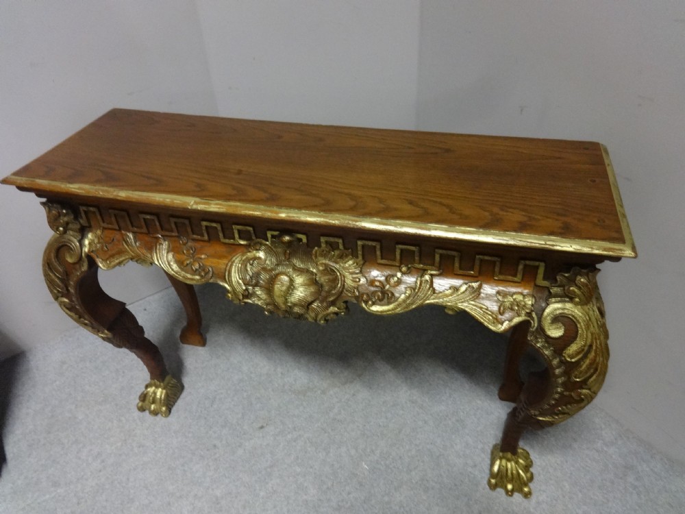 Lovely Oak and Parcel Gilt Console Table View IX