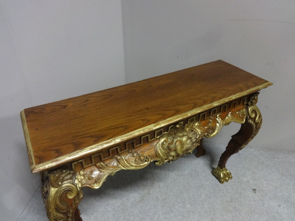 Lovely Oak and Parcel Gilt Console Table View X