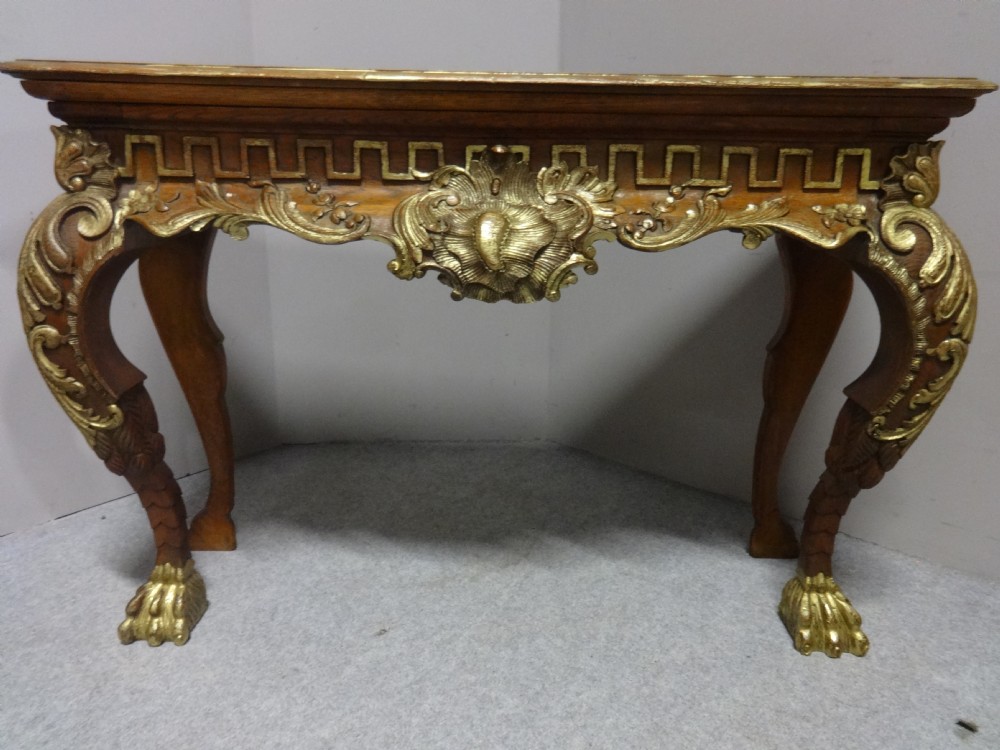 Lovely Oak and Parcel Gilt Console Table View VIII