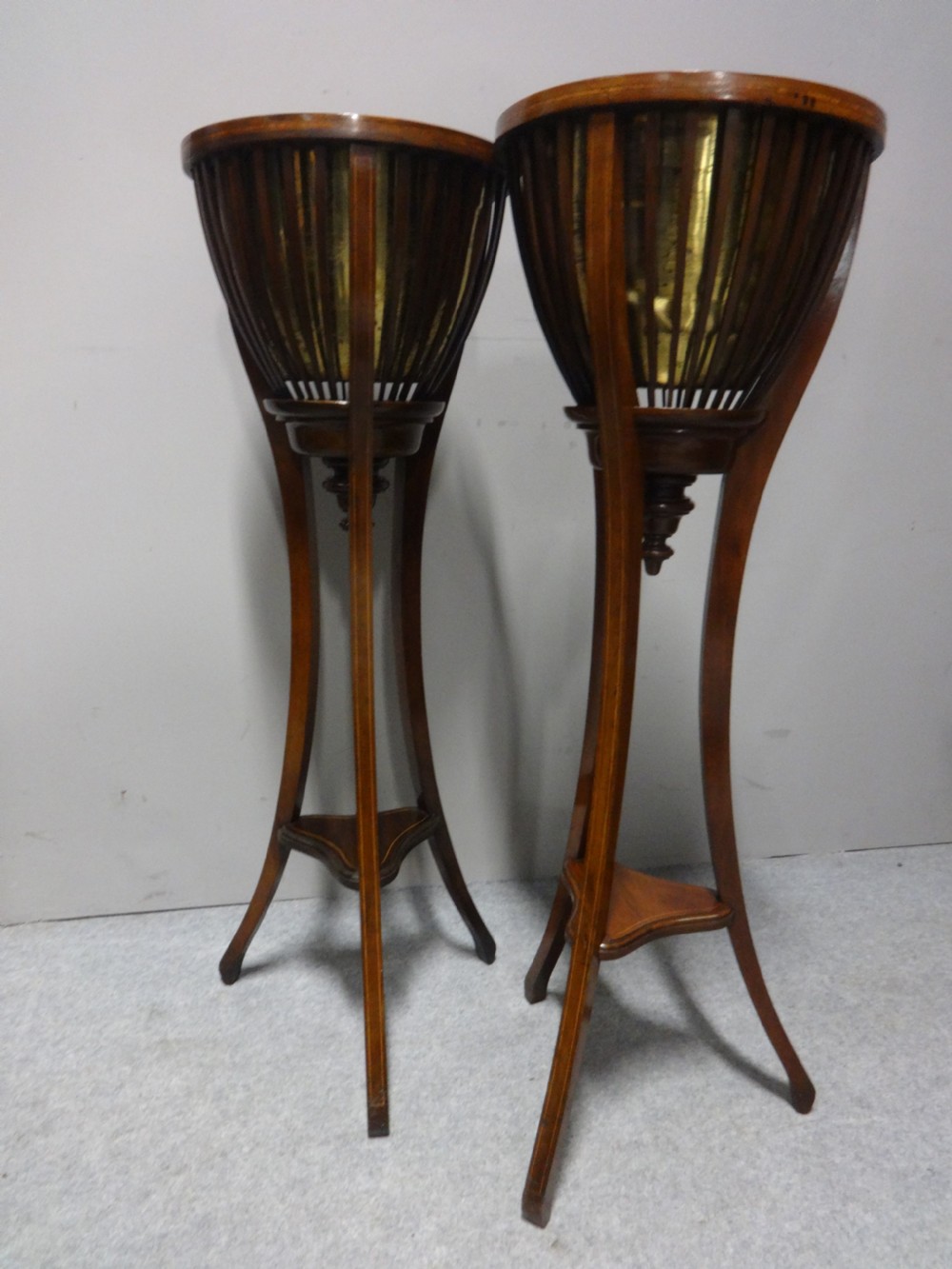 Good Pair Inlaid Mahogany Jardinere Planters