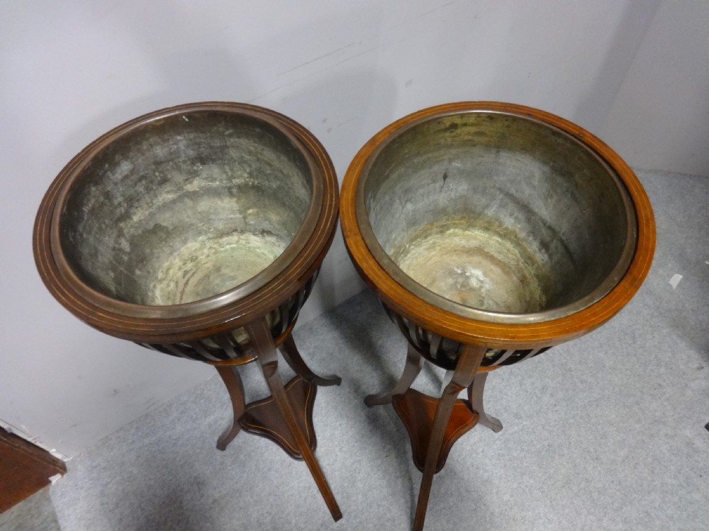 Good Pair Inlaid Mahogany Jardinere Planters View VI