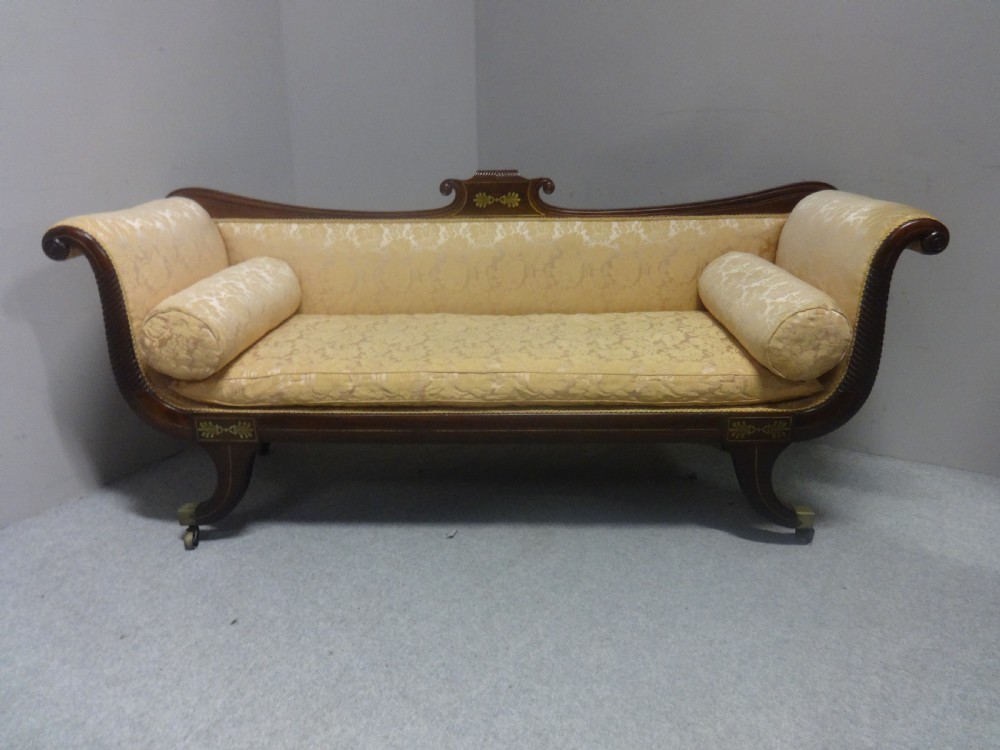 Fine Brass Inlaid Regency Couch