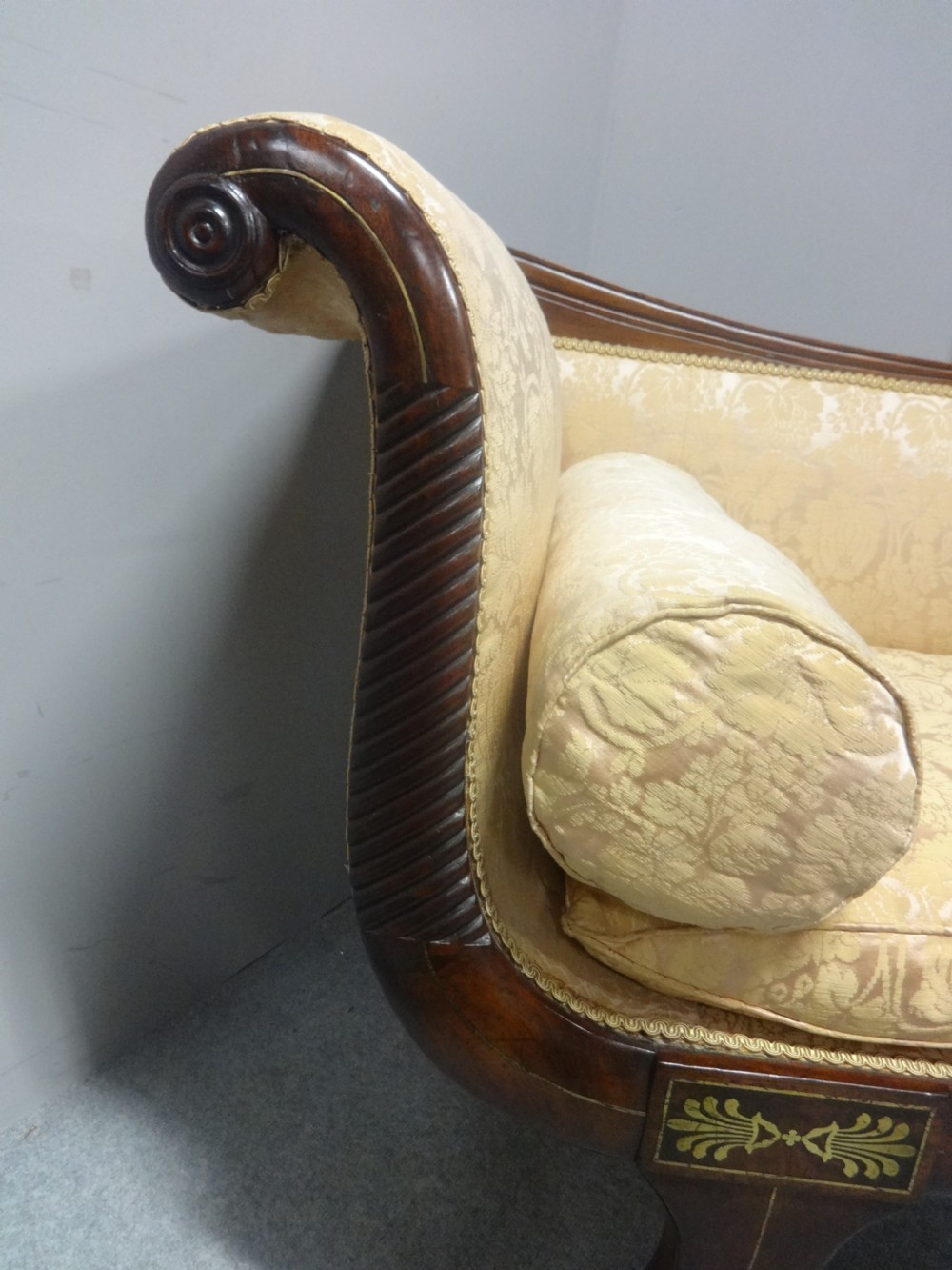 Fine Brass Inlaid Regency Couch View V