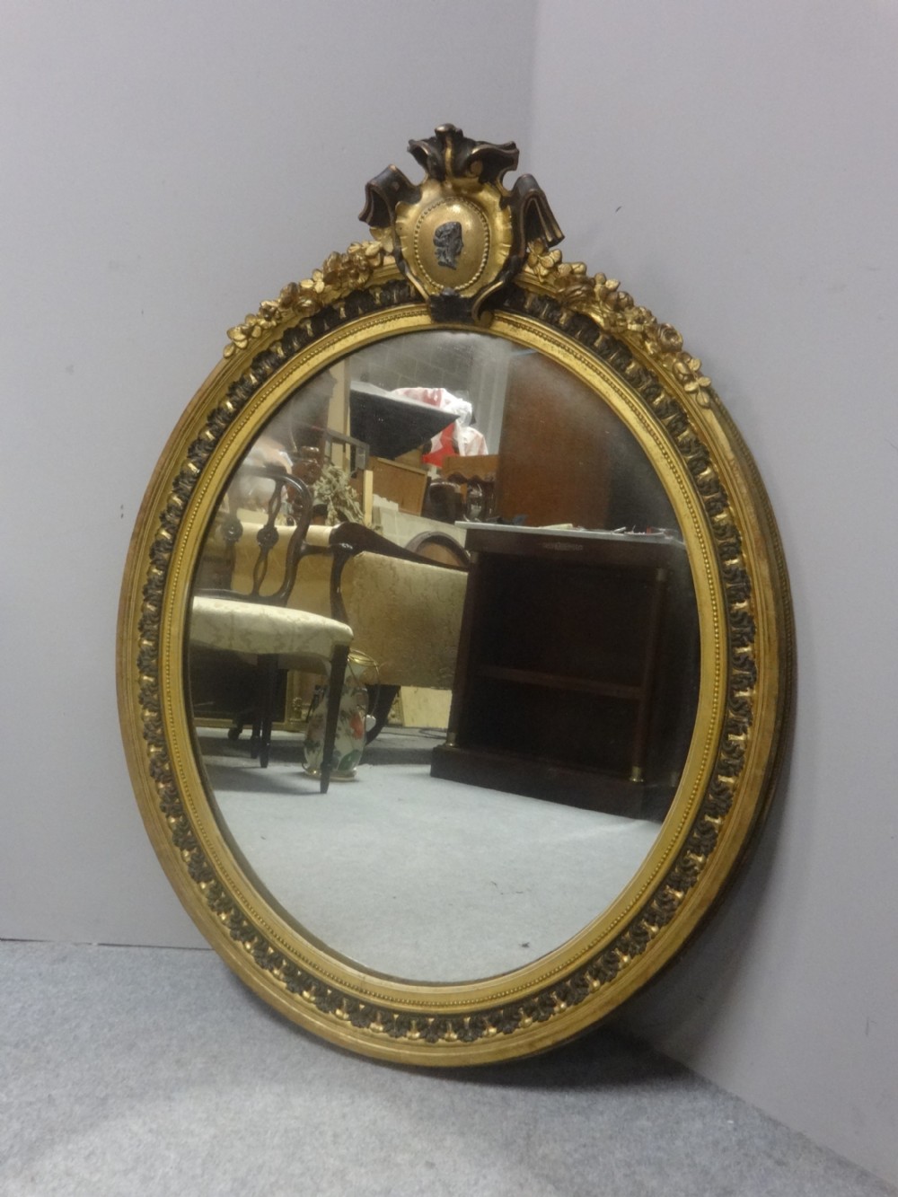 Large French Oval Gilt Mirror c.1860