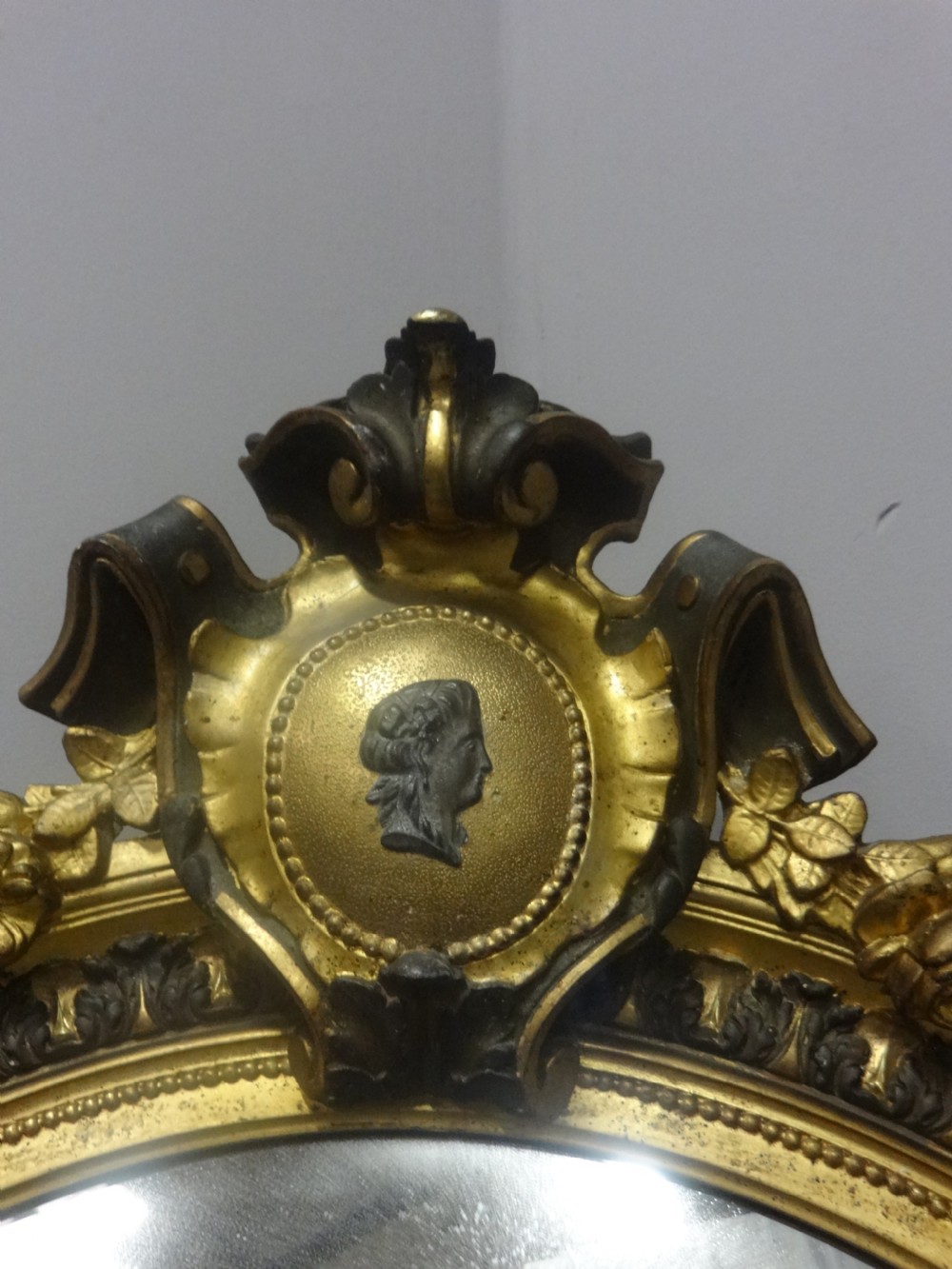 Large French Oval Gilt Mirror c.1860 View V