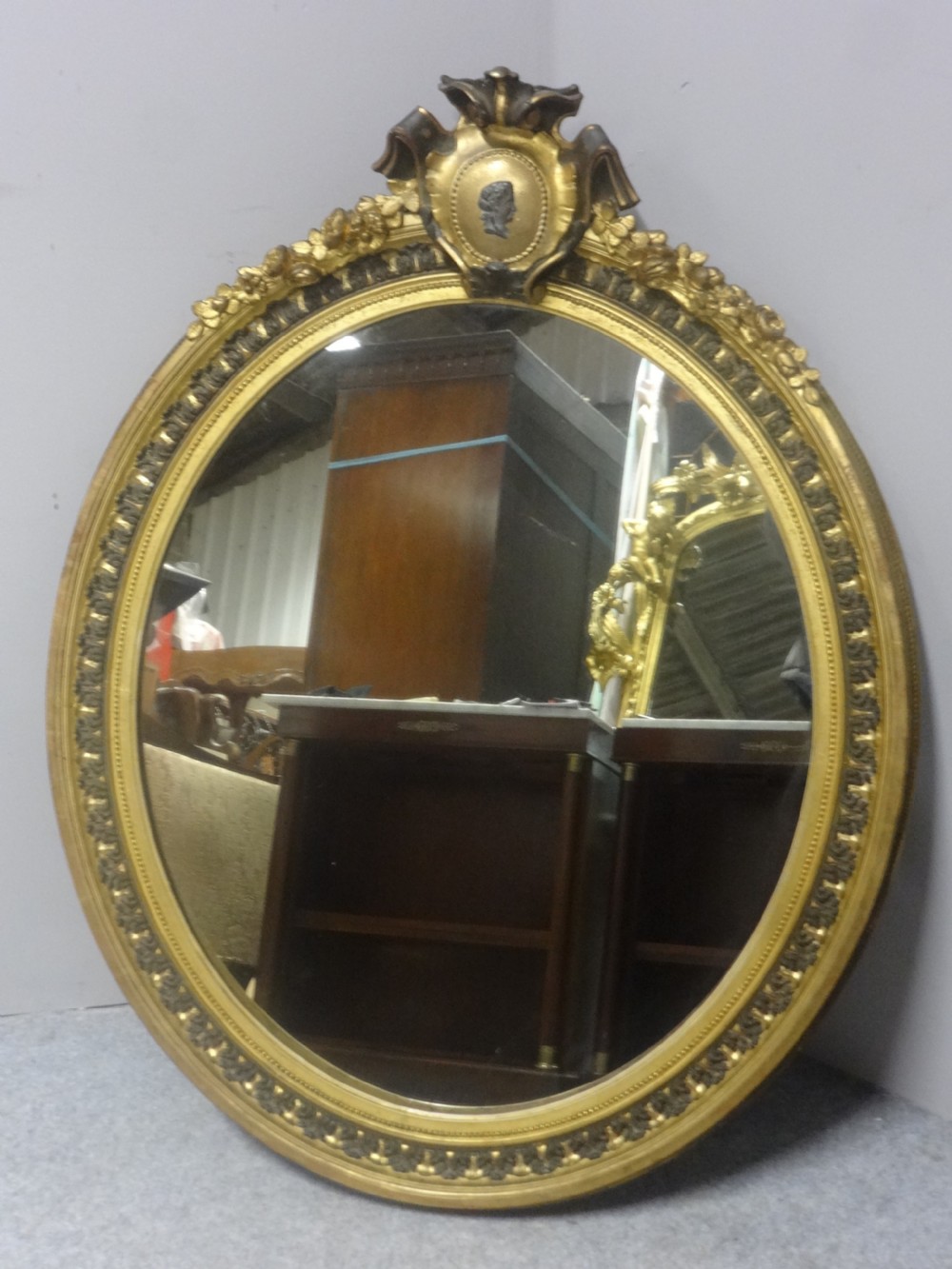 Large French Oval Gilt Mirror c.1860 View VI