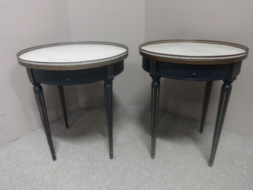 Very Near Pair French Marble Topped Gueridon Tables