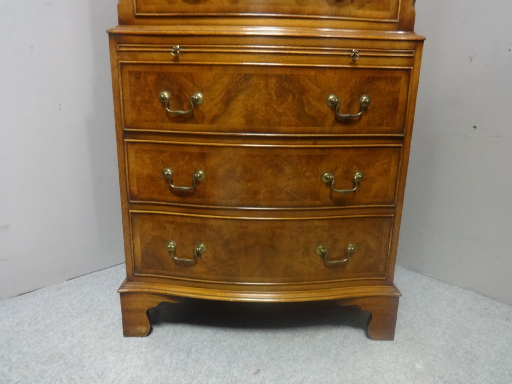  Serpentine Burr Walnut Chest on Chest of Drawers View IV