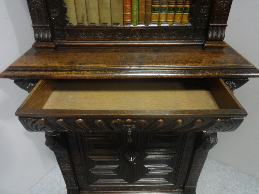 Good Victorian Carved Oak Bookcase  View IV