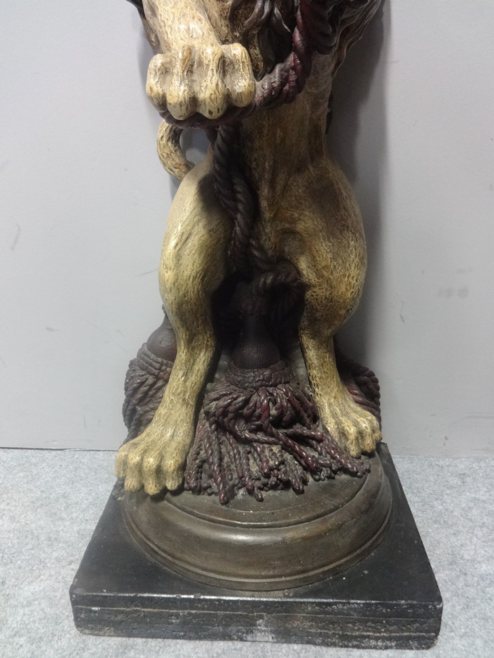 Good Pair  Painted Plaster Lions View V