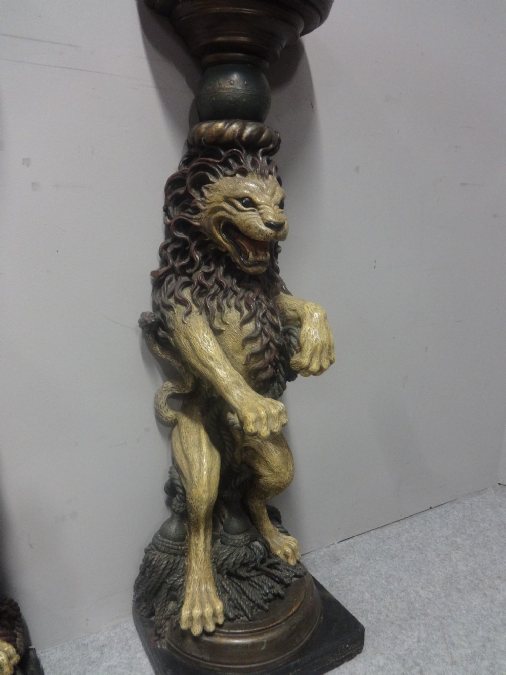 Good Pair  Painted Plaster Lions View VI