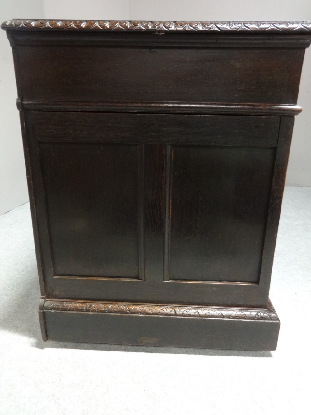 Solid Oak Green Man Carved Oak Pedestal Desk View IV