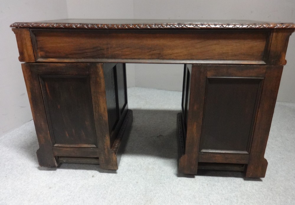 Solid Oak Green Man Carved Oak Pedestal Desk View V