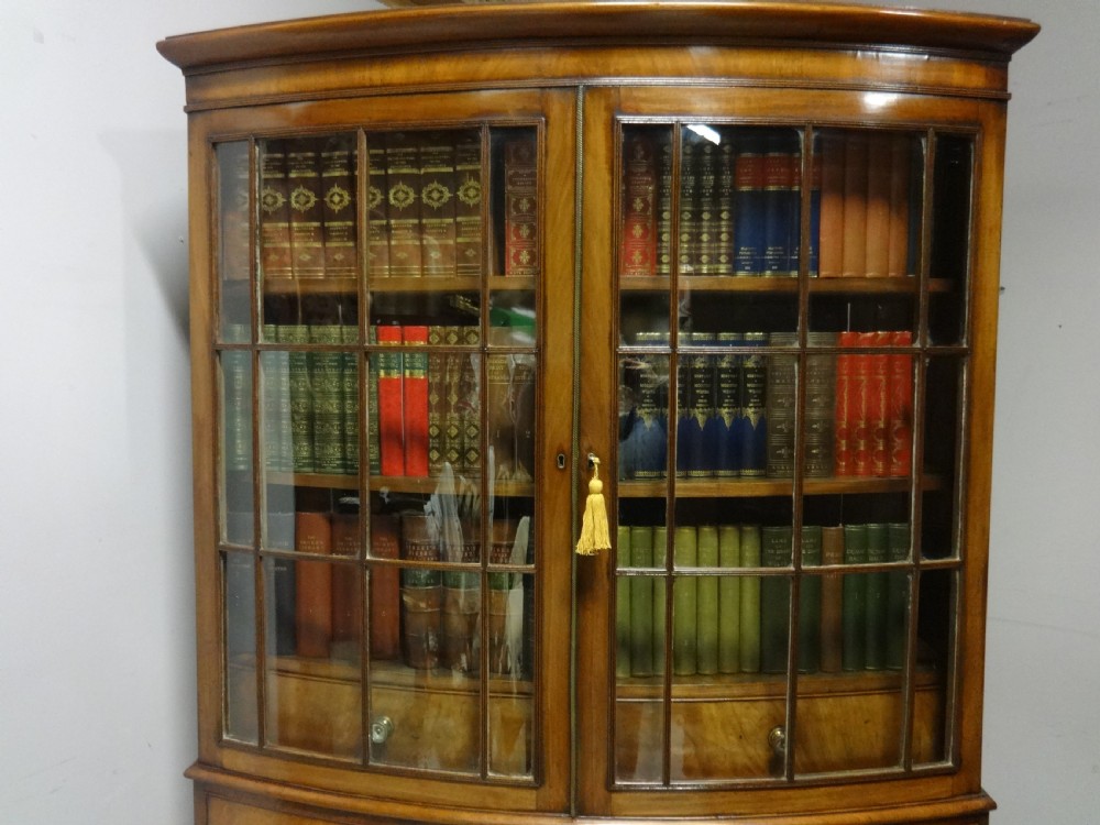Very Nice Regency Bow Front Bookcase View II
