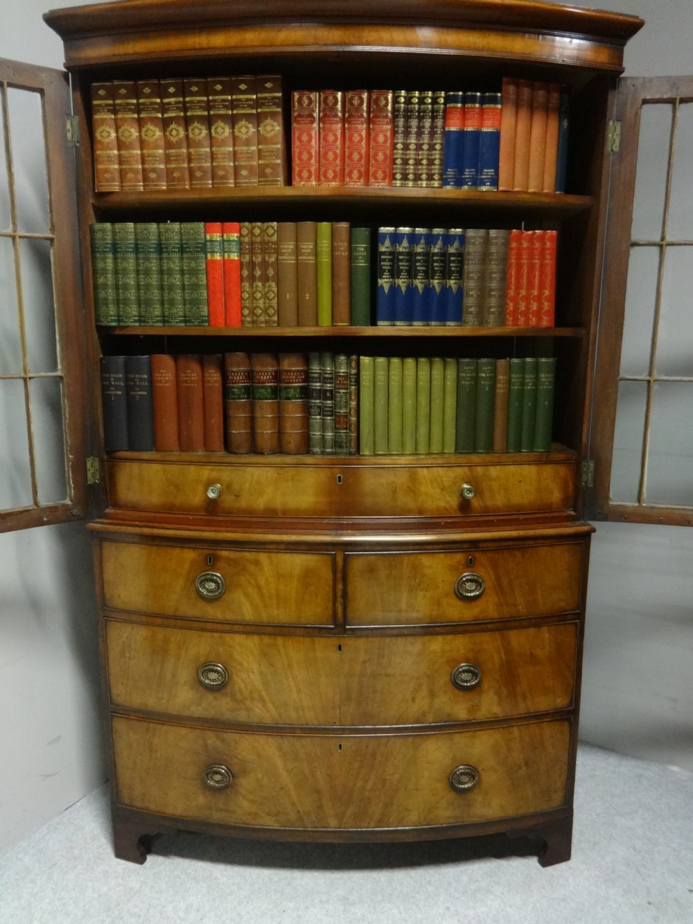 Very Nice Regency Bow Front Bookcase View III