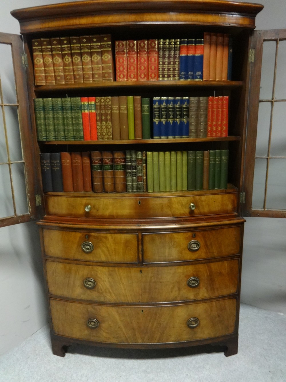 Very Nice Regency Bow Front Bookcase View VII