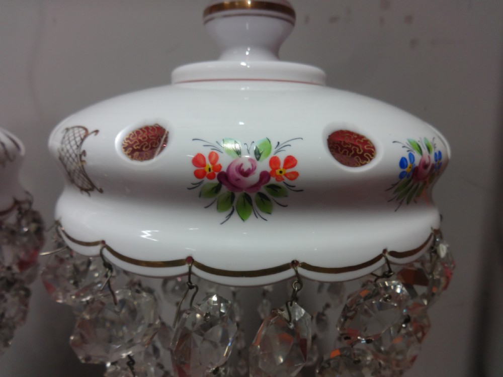 Pair White Overlay Cranberry Basket Lights View IV