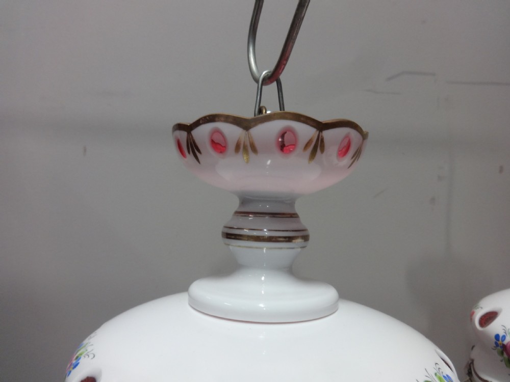 Pair White Overlay Cranberry Basket Lights View V