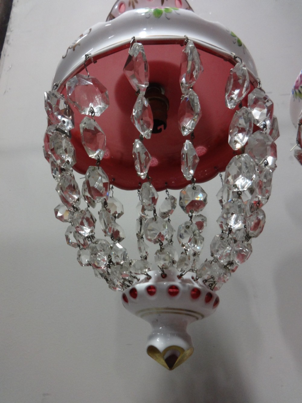 Pair White Overlay Cranberry Basket Lights View VIII