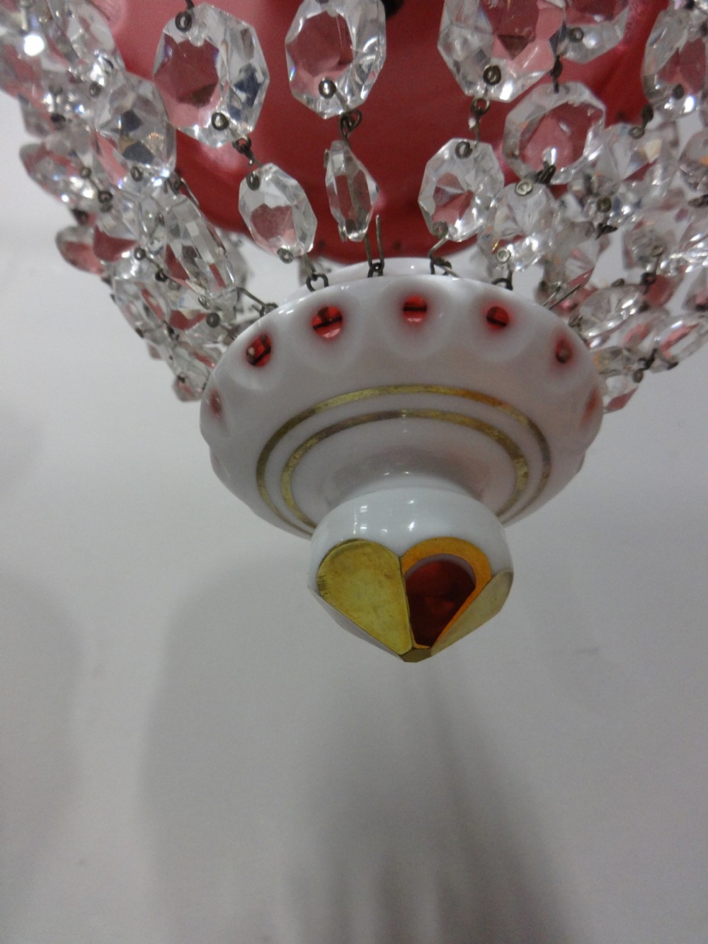 Pair White Overlay Cranberry Basket Lights View IX