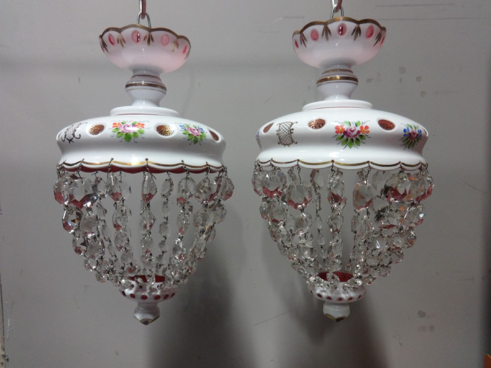 Pair White Overlay Cranberry Basket Lights View X