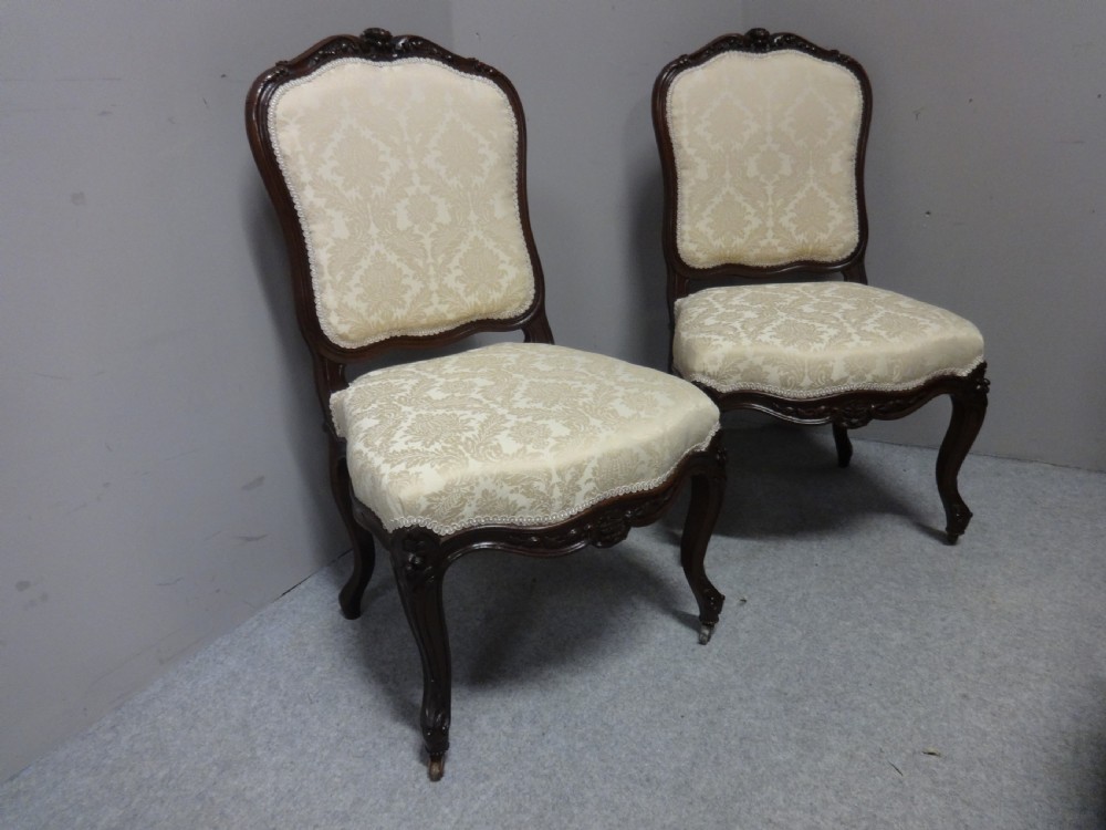 Great Pair French Walnut Side Chairs View II