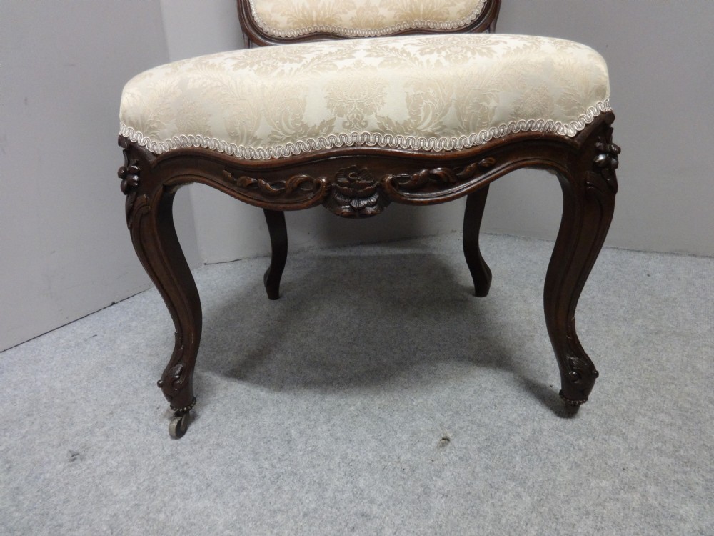 Great Pair French Walnut Side Chairs View V