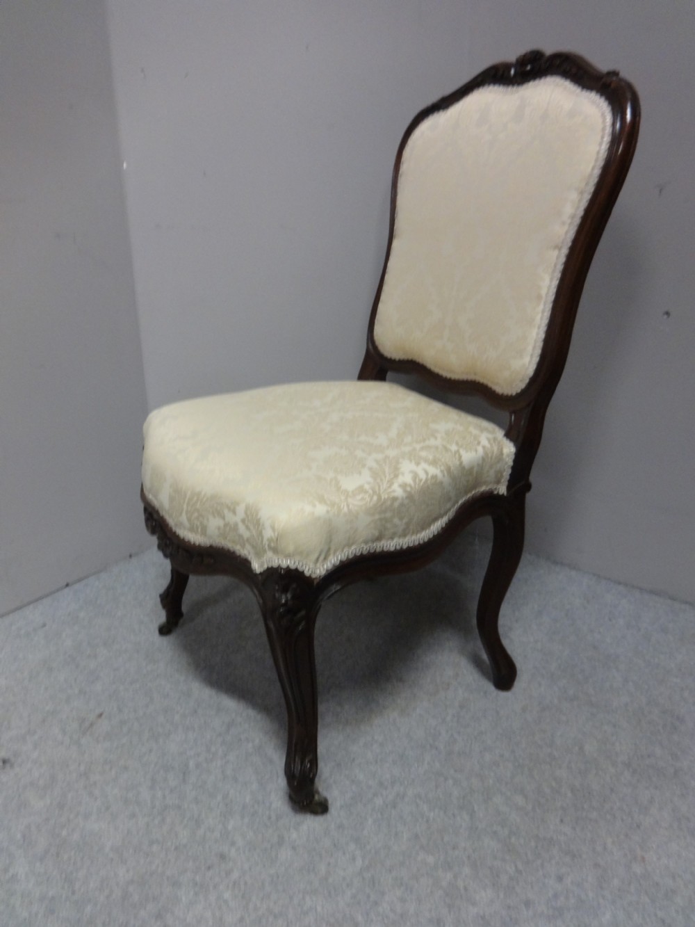 Great Pair French Walnut Side Chairs View VI