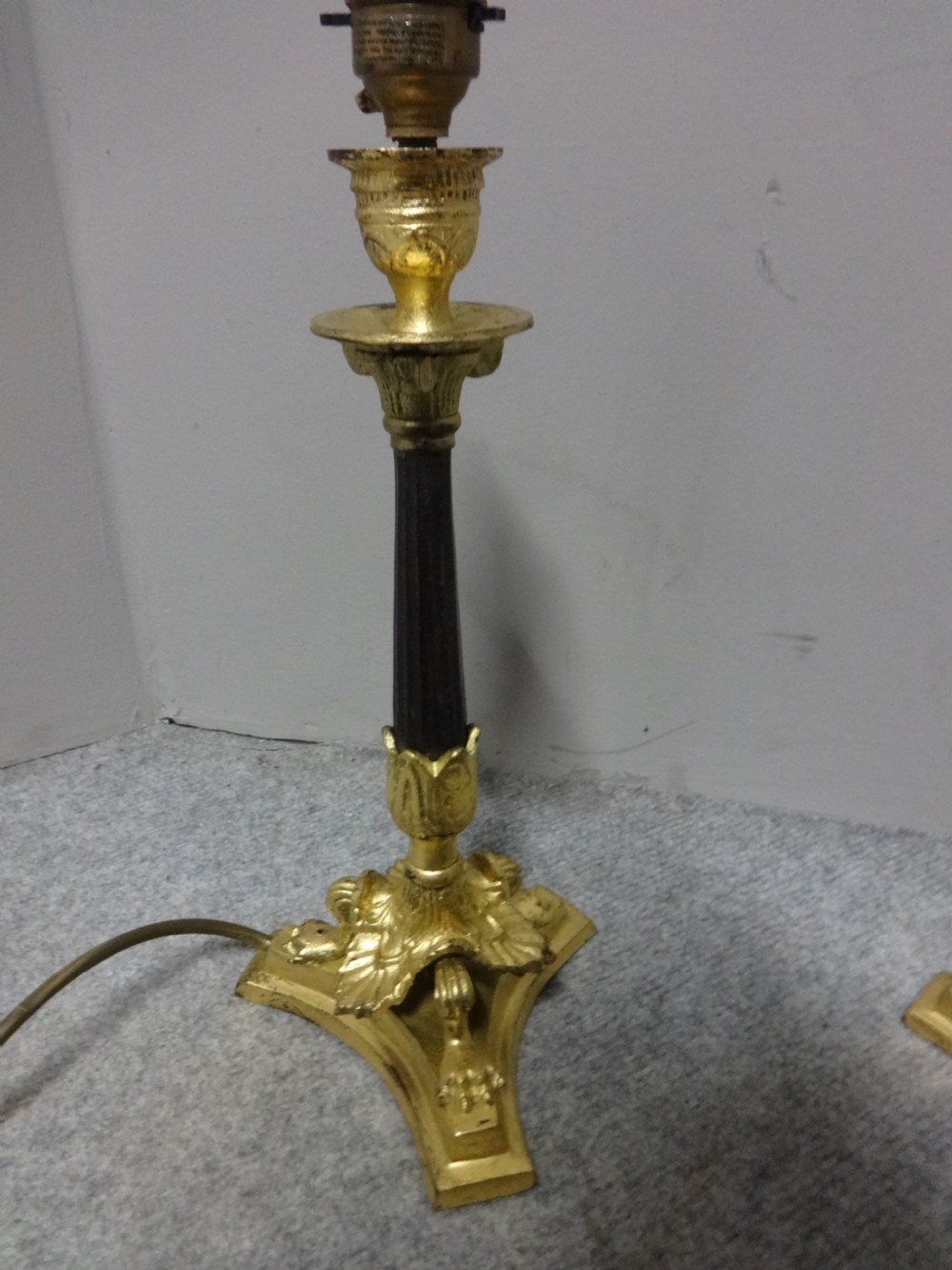 Very Nice Pair Gilt Metal Table Lamps View III