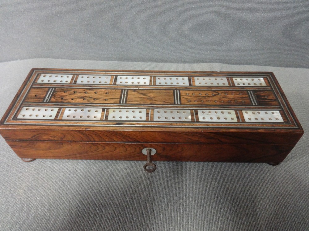 Superb Rosewood Cribbage Games Box (1) View III