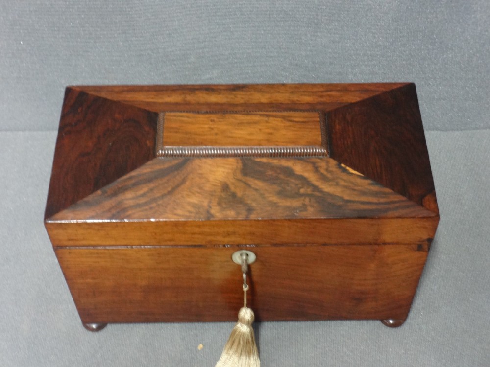 Very Good Regency Rosewood Tea Caddy (3) View V