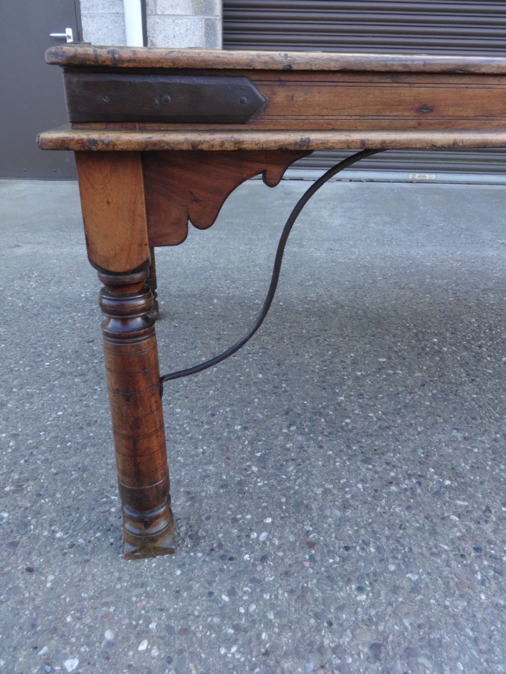 A Superb Iron and Teak  Dining Table View VI