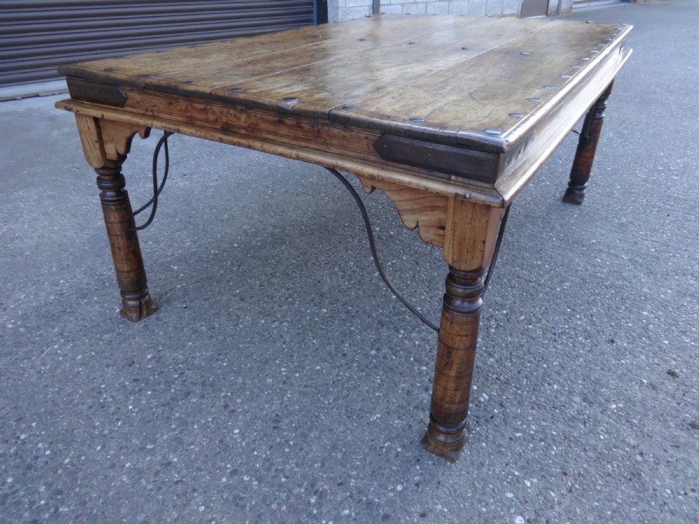A Superb Iron and Teak  Dining Table View VII