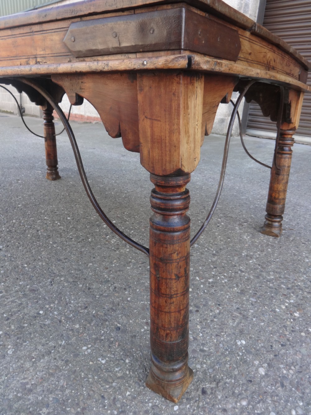 A Superb Iron and Teak  Dining Table View X