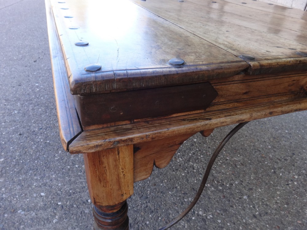 A Superb Iron and Teak  Dining Table View XII